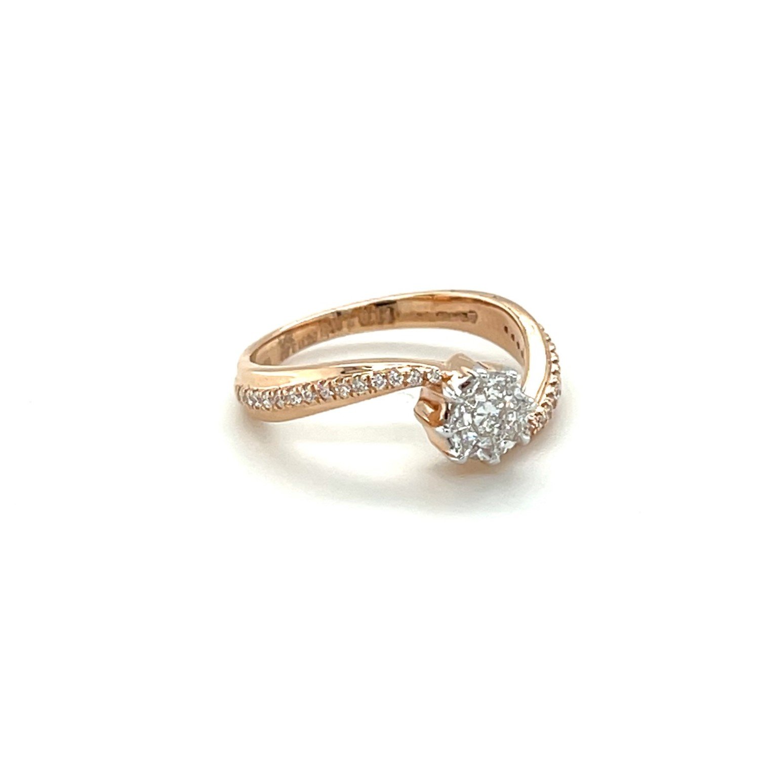 Diamond Twist Ring with Floral Accent